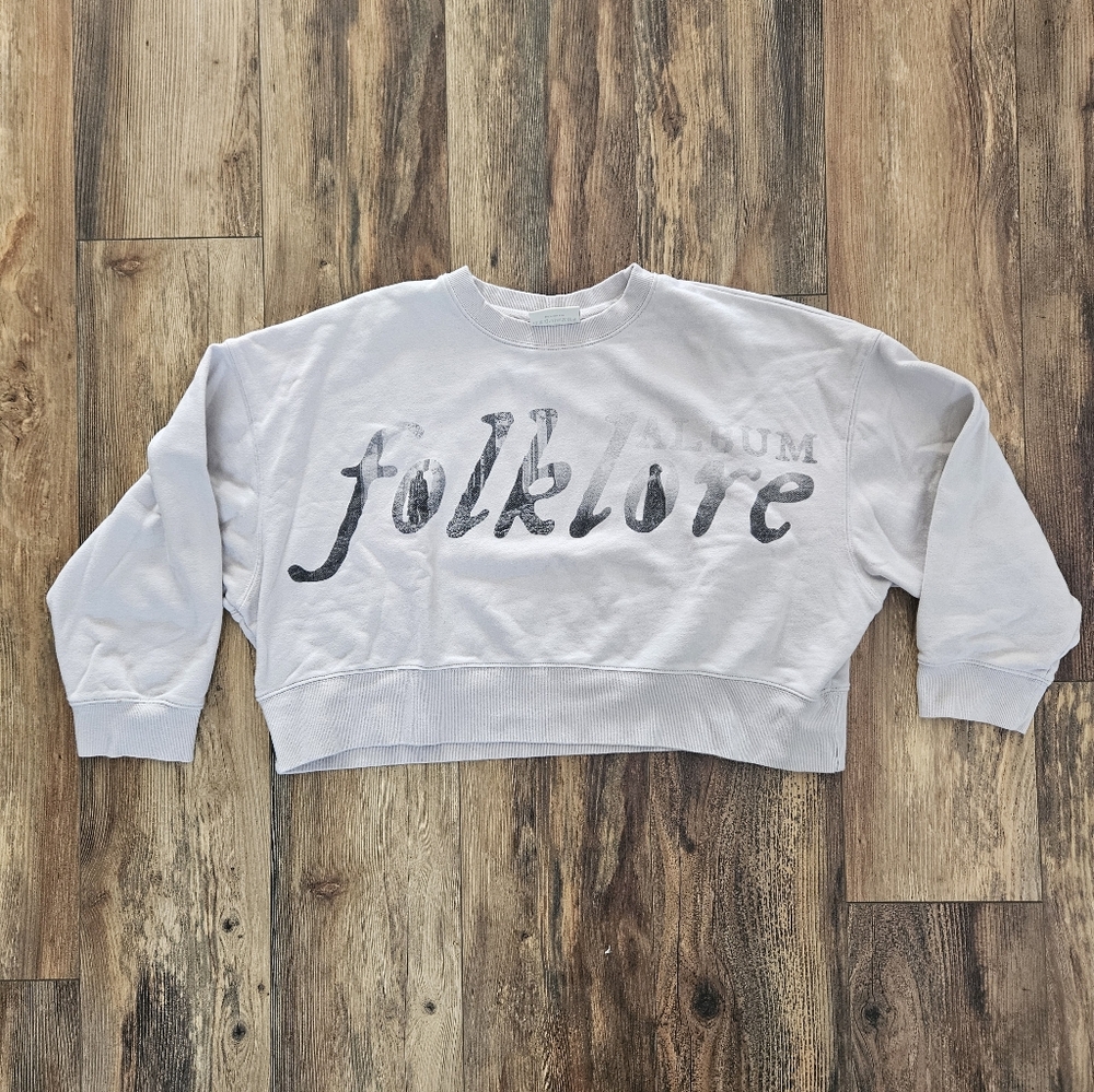 Taylor Swift Folklore Cropped Crewneck Sweatshirt - Size Small